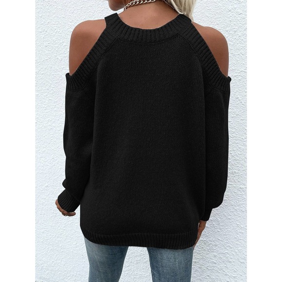 Cold Shoulder cut out knit Sweater gray - Picture 7 of 10